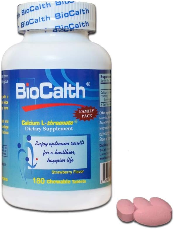 3 U.S. Patents ile Tek Gıda - - BioCalthuba L-threonate 180 Chewable Tabletler, Family Pack with Great VALUE!