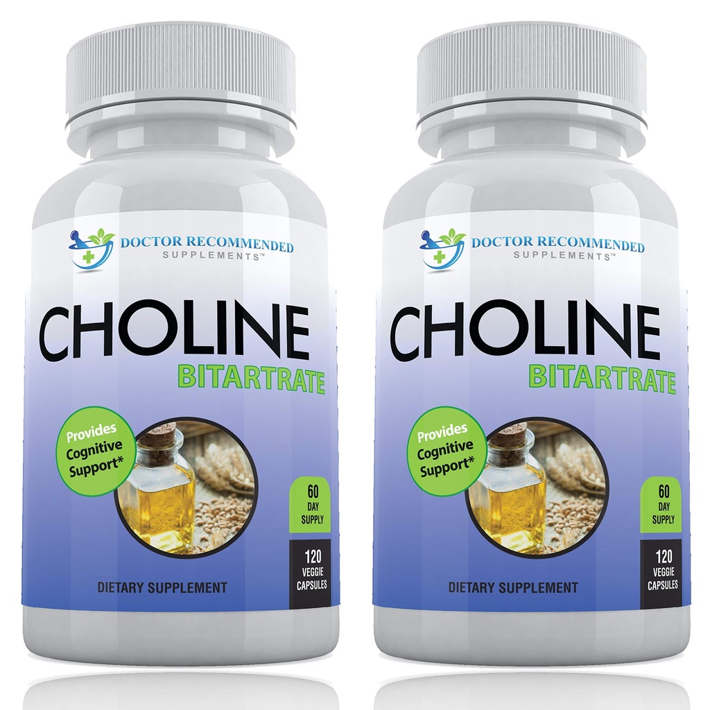 Premium Choline - 500 mg - 120 Veggie Capsules - Bilişsel Sağlık, Memory & More - 2 Pack