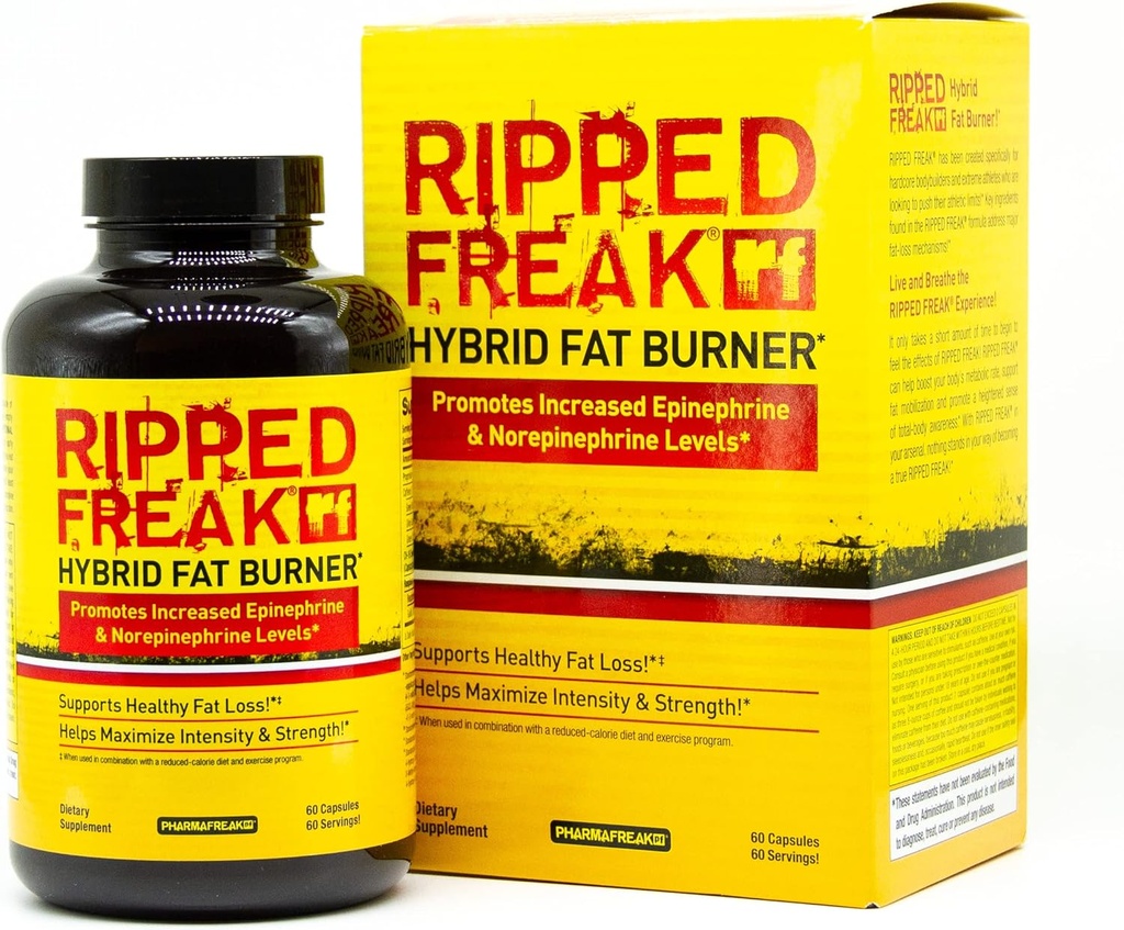 Pharmafreak Ripped Freak | Termogenic & Metabolic Desteği | Eğitim için Enerji ve Odak | Yeşil Çay, Yeşil Kahve ve Bitki Takdirleri | 60 Vegan Capsules