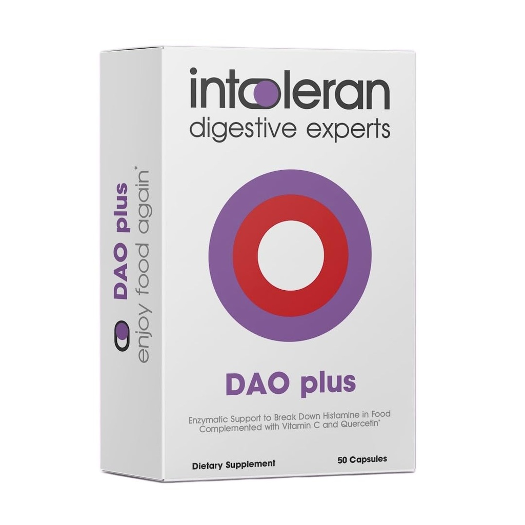 Toleran DAO Plus Digestive Enzymes - 50 Capsules | Supplement for Histamine intolerance & DAO Deficiency | Sağlıklı Histamine Seviyeleri | 30.000 HDU Diamine Oxidase (DAO) Enzyme | C & Quercetin