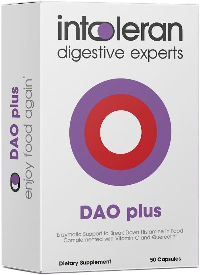 Toleran DAO Plus Digestive Enzymes - 50 Capsules | Supplement for Histamine intolerance & DAO Deficiency | Sağlıklı Histamine Seviyeleri | 30.000 HDU Diamine Oxidase (DAO) Enzyme | C & Quercetin