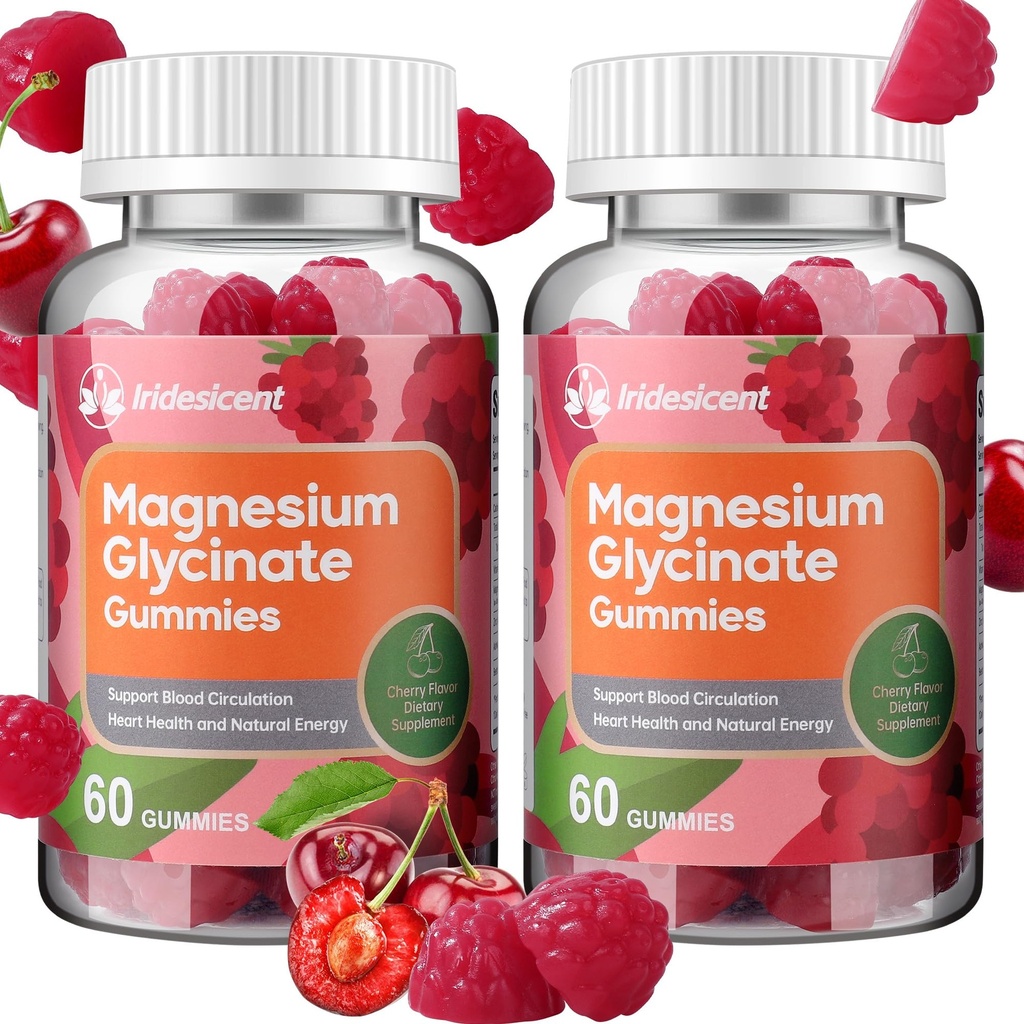 Magnesium Glycinate Gummies, Sugar Free Magnesium Supplement w/Ashwagandha, Zinc, Vegan Magnesium Glycinate Supplement for Adults - 120 Cherry Gummies