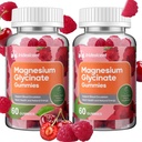 Magnesium Glycinate Gummies, Sugar Free Magnesium Supplement w/Ashwagandha, Zinc, Vegan Magnesium Glycinate Supplement for Adults - 120 Cherry Gummies