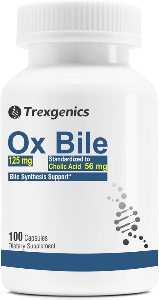 Trexgenics Bile Extract% 45 CHOLIC Acid Bile Synthesis Desteği (100 Capsules) (kahkahanın paketi)