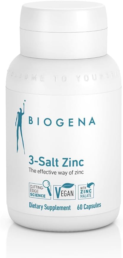 Biogena 3-Salt Ψευδάργυρος - Τρεις εξαιρετικά βιοδιαθέσιμες οργανικές ενώσεις ψευδαργύρου - 60 κάψουλες