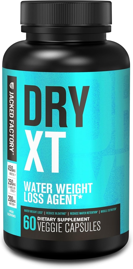 Jacked Factory Kuru-XT Diuretic Water Pills - Natural Supplement | Su Retention & Bloating | Dandelion Root Extract, Pyum, 7 Daha Güçlü Malzemeler - 60 Veggie Capsules