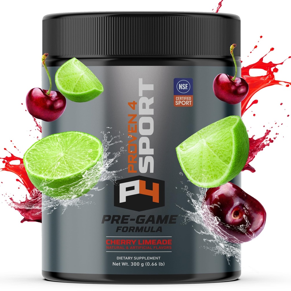 Proven4 Pre Workout Toz for Men and Women witht Tinaine - Beta Alanine - Caffeine NSF Sertifikalı Enerji Supplement Chery Limeade 30 Hizmet