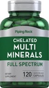 Piping Rock Mega Multi Mineral Chelated Supplement | 120 Capsules | Erkekler ve Kadınlar | Iron Free | Non-GMO, Gluten Free