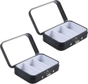 2Pcs 3, Ayna ile Pill Vakasını Karşılaştırmak, Portatif Metal Tıp Pill Organize Küçük Pill Box Pocket Pillrec For Pocket, Purse, Travel (Black)