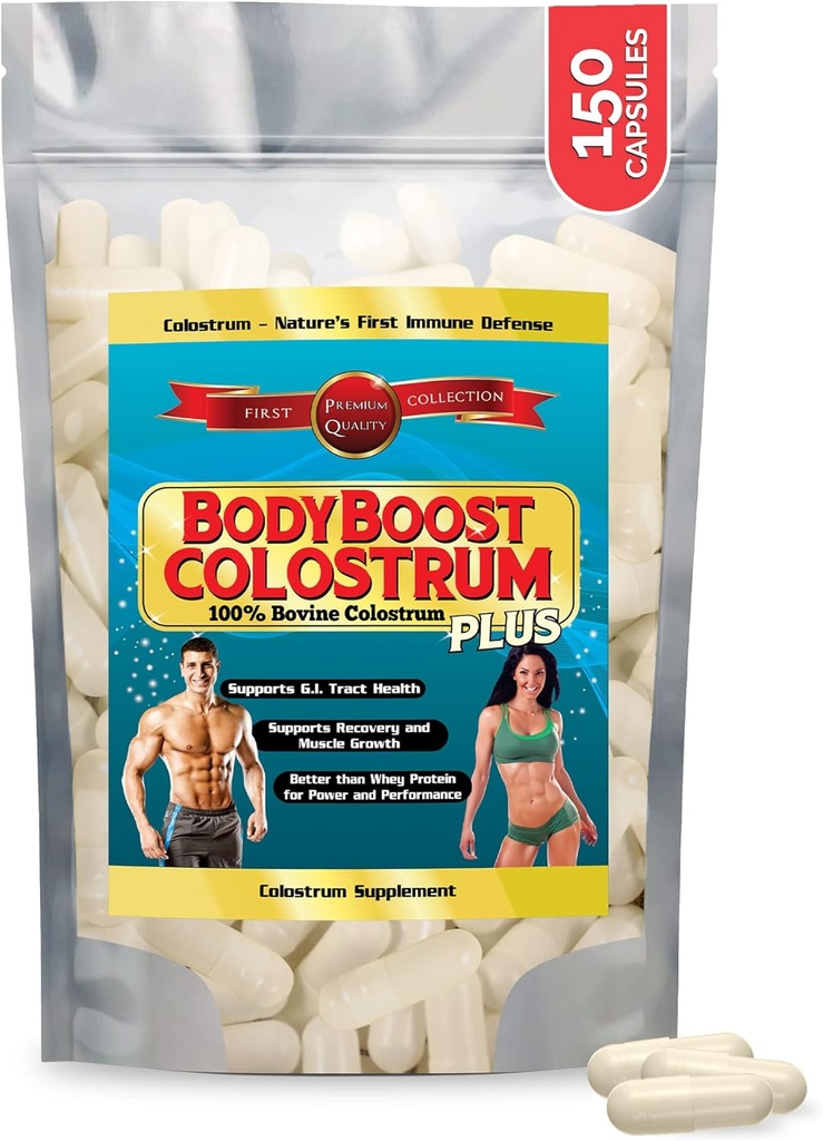 BodyBoost Colostrum Capsules, 100% Bovine Colostrum Toz, Immune ATM Supplement with Immunoglobulin & Lactoferrin, Super Food for Gut Health, Diverse Intake, 150 Capsules