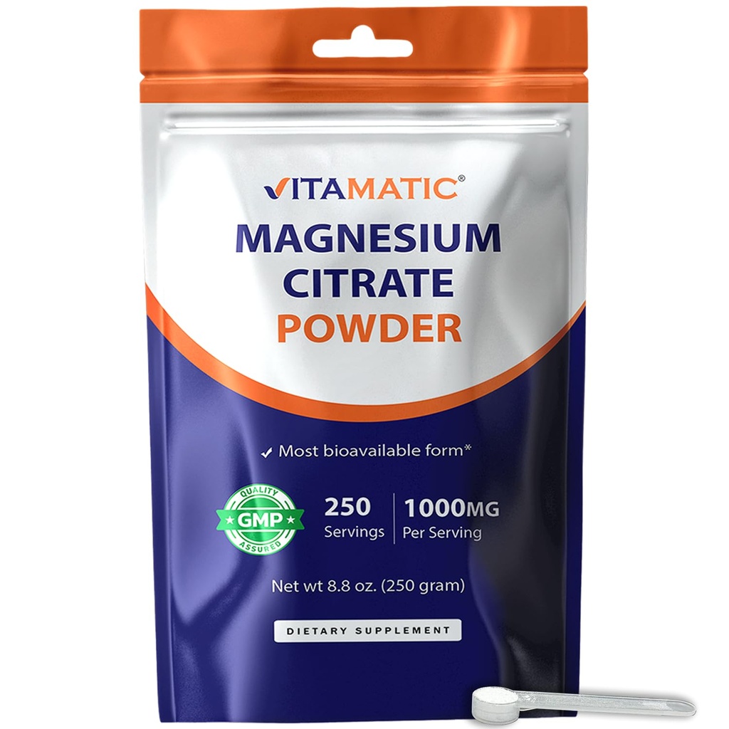 Destekler Kas, Ortak ve Kalp Sağlığı 250 Grams Için 1000 mg Vitamatic Citrate 1000 mg per Service Supports Muscle, Joint, and Heart Health 250 Grams - 250 Servisler