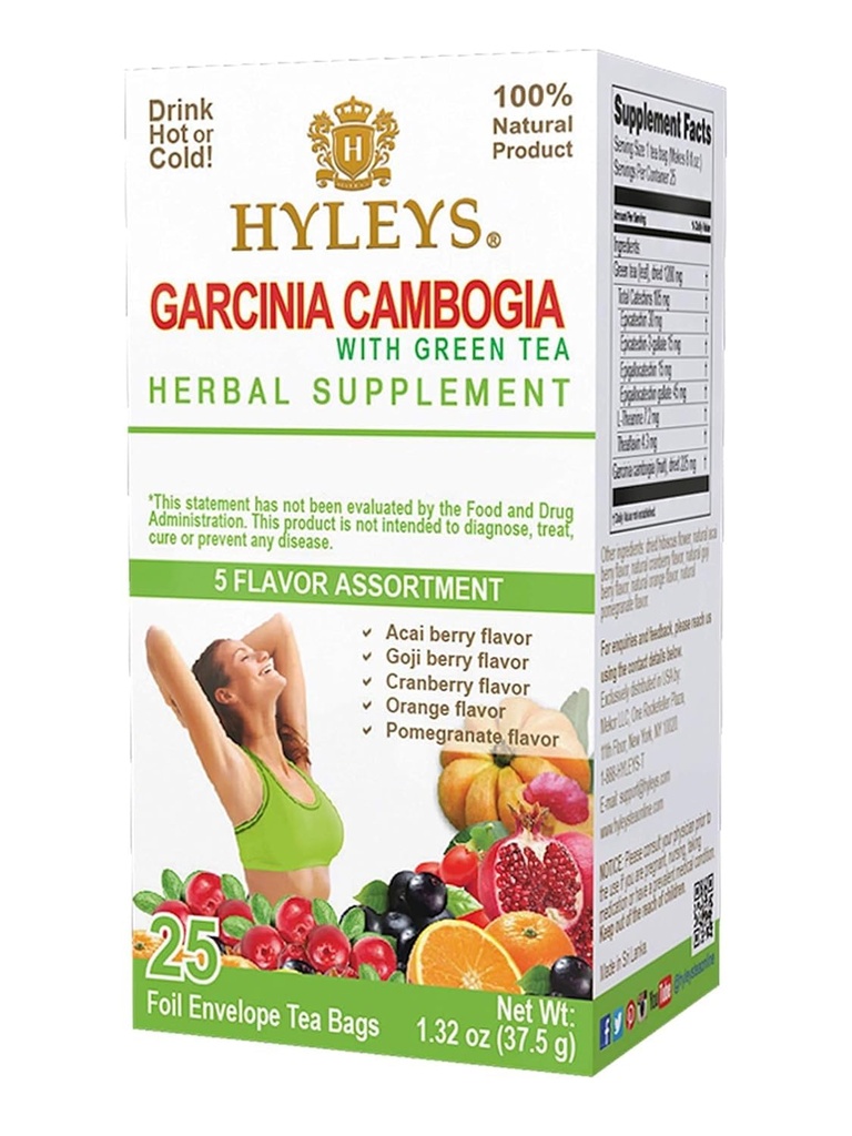 HYLEYS Τσάι Garcinia Cambogia Πράσινο Τσάι 5 Αρώματα Ποικιλία - 25 Τσάντες Τσάι