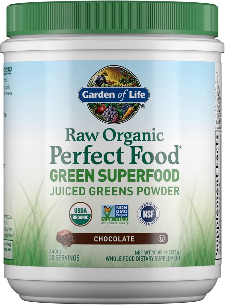 Life Raw Organic Perfect Food Green Superfood Juiced Greens Toz - Çikolata, 30 Hizmet - Non-GMO, Gluten Free, Vegan Whole Food Diyetary Supplement, Plus Probiyotiks & Enzymes