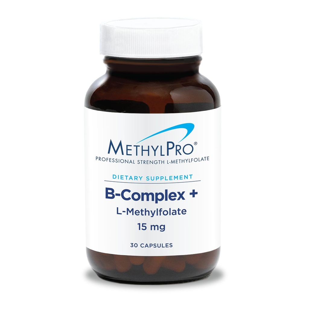 MethylPro B- Complex + L- Methylfolate 15 mg - Methylated Vitamin B Complex για γυναίκες και άνδρες, Cellular Energy Support with Folate, Niacin and Biotin, VIT B Supplement - 30 Vegan Capsles