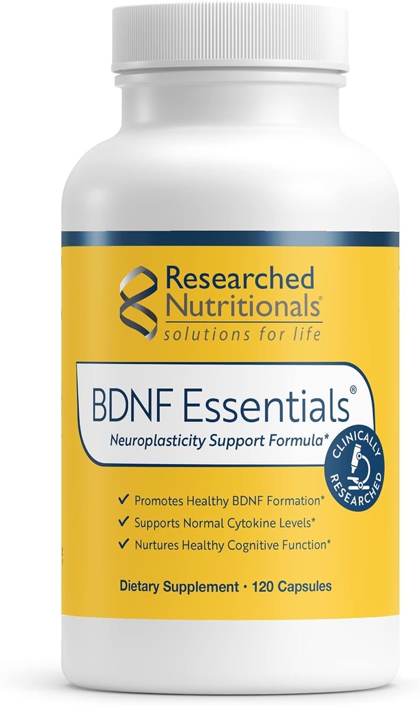 Araştırmalı Beslenme BDNF Essentials - Klinik olarak Bacopa Monnieri & Lions Mane Mushroom - Destekler Nöroplastiklik ve Sağlıklı Kortisol Seviyeleri, 120 Capsules