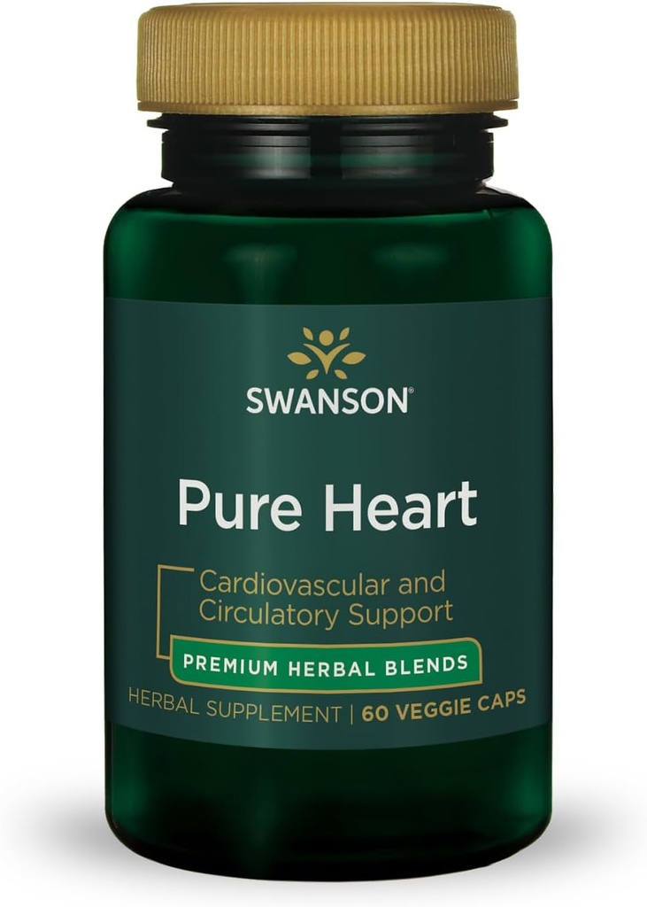 Swanson Pure Heart Cardiovascular Circulatory Health Antioksi Resveratrol Kan basıncı Cholesterol Support Herbal Supplement 60 Veggie Capsules (Veg Caps) Vegan