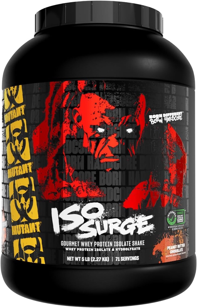 Mutant ISO Surge Whey Protein Isolate Powder Acts Fast to Help Recover, Build Muscle, Bulk and Strength, 5 LB - Σοκολάτα φυστικοβούτυρο