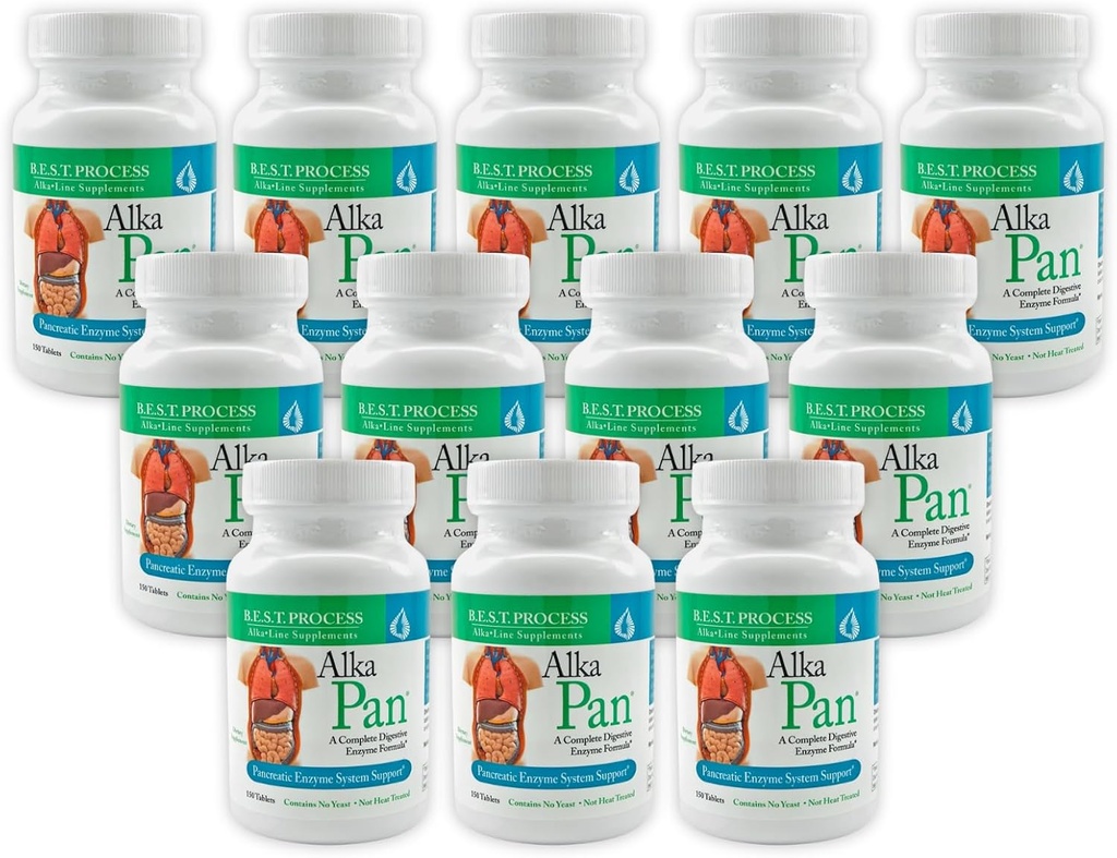 Alka•Pan (12 Pack) En İyi Süreç Yağı - Doğal Digestive Supplement - Pancreatic Enzymes with Antioksi-Rich Superfoods & Digestive Herbs