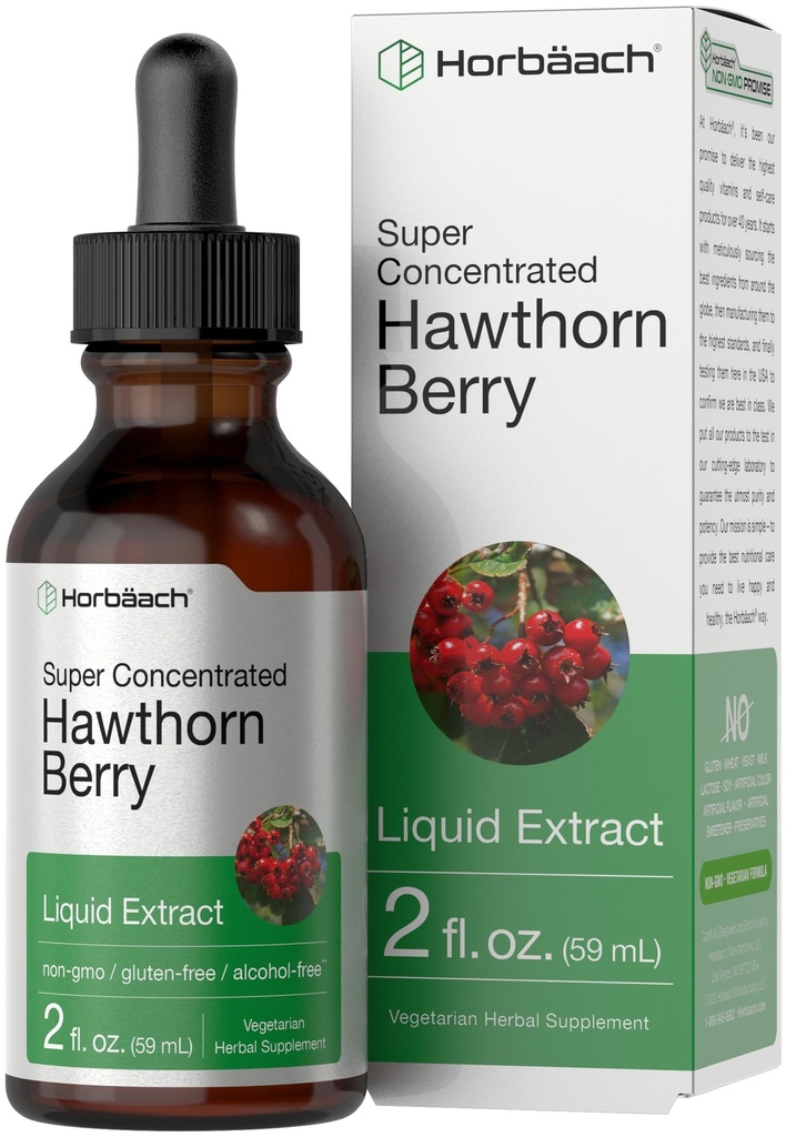 Horbäach Hawthorn Berry Extract | 2 fl oz | Alkol Ücretsiz Sıvı Tincture | Vegetarian Supplement, Non-GMO, Gluten Free