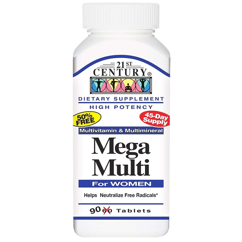 21ος αιώνας Mega Multi για γυναίκες - 90 δισκία, συσκευασία των 2