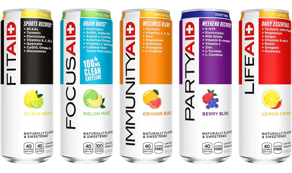 FITAID Post Workout Recovery Drink, Strawberry Lemonade, BCAAs, Glucosamine, Electrolytes, All In One Can, Paleo, Vegan & Gluten-Free, 40 Calories, 12 Fl Oz (24 paketi)