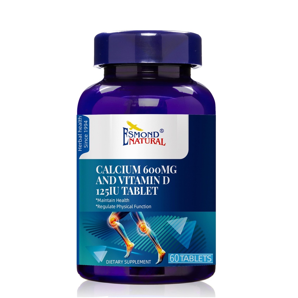 (3 Pack) Esmond Natural:uba 600 mg ve D 125IU (Maintain Health, Regulate Physical Function), GMP, Natural Product Assn Sertifikalı, ABD'de Yapıldı - 180 Tablet