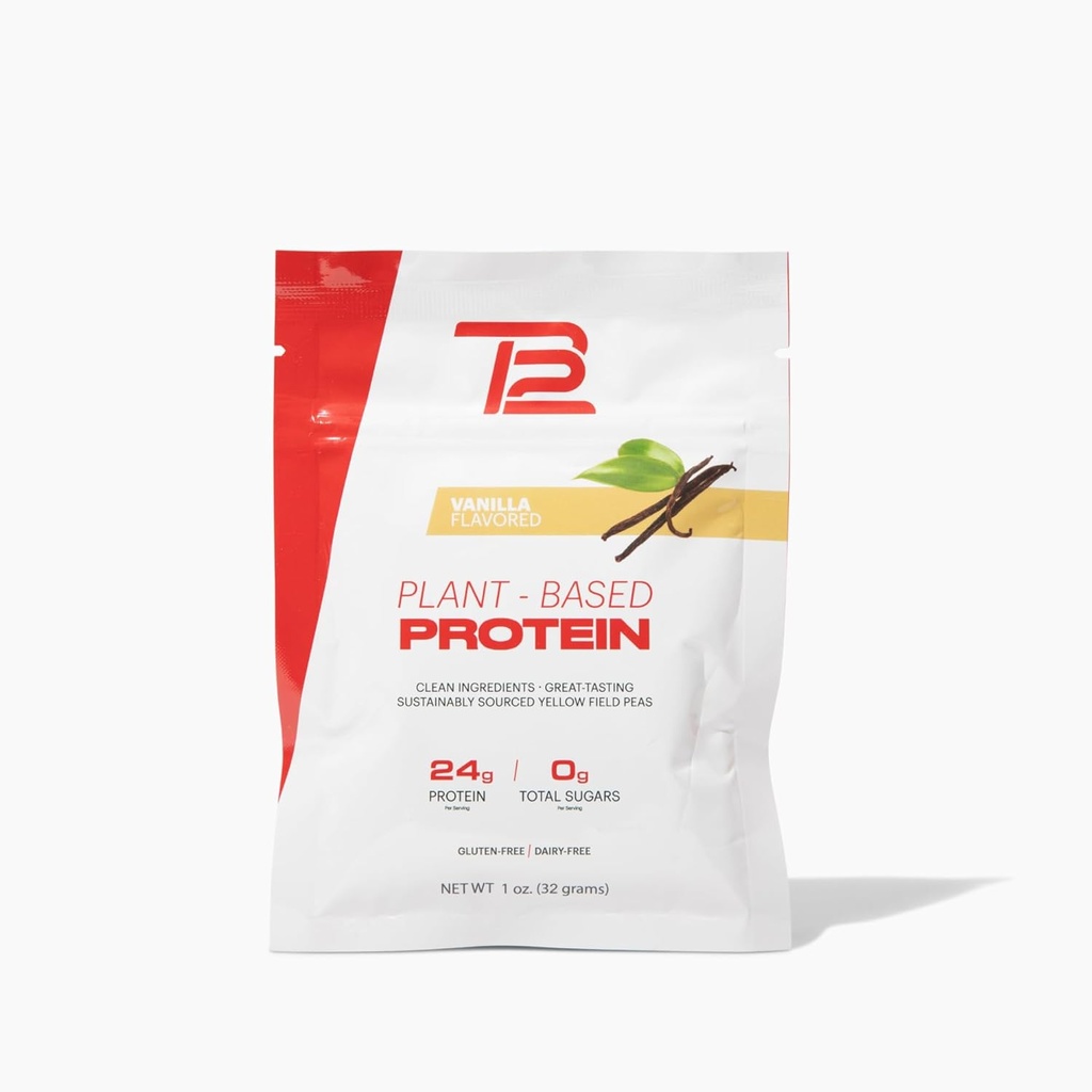 TB12 Bitkisi Tom Brady tarafından Protein Tozu, 24g of Vegan Pea protein, Low Sugar, Low Carb, Non-GMO, Meal Change, Keto Friendly, Paleo, Sugar Free, Vanilla Flavor (1.12 Ounce, Pack of 12)