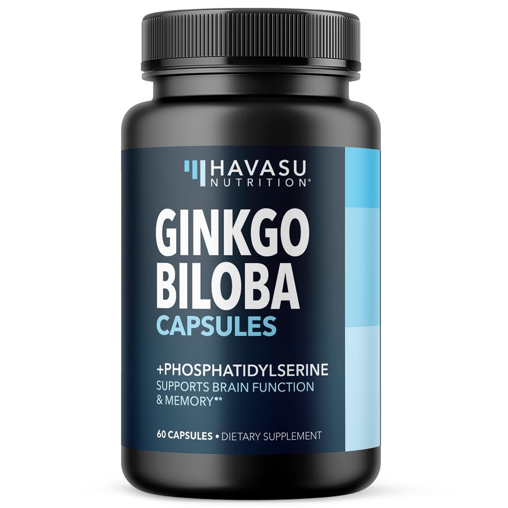 Ginkgo Biloba 120 mg with Phosphatidylserine - Nootropic Brain Health, Memory, and Focus Supplement - Supports Cognitive Function, mental Clarity, and Alertness - 60 Non-GMO Capsules, 2 Ay Supply