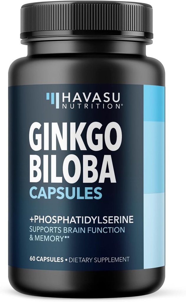 Ginkgo Biloba 120mg με Phosphatidylserine - Nootropic Brain Health, Memory, and Focus Supplement - Υποστηρίζει Γνωστική λειτουργία, ψυχική σαφήνεια, και εγρήγορση - 60 κάψουλες μη ΓΤΟ, 2 Μήνες προσφοράς