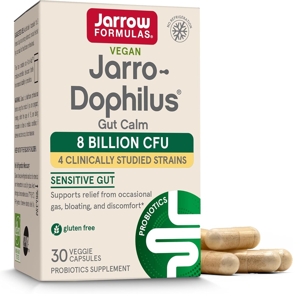 Jarrow Formulas® Jarro-Dofilius® Gut Calm Probiyotik, Digestive Health için 8 Milyar CFU Supplement, 30 Gecikmiş Yayın Kapsülleri, 30 Gün Supply