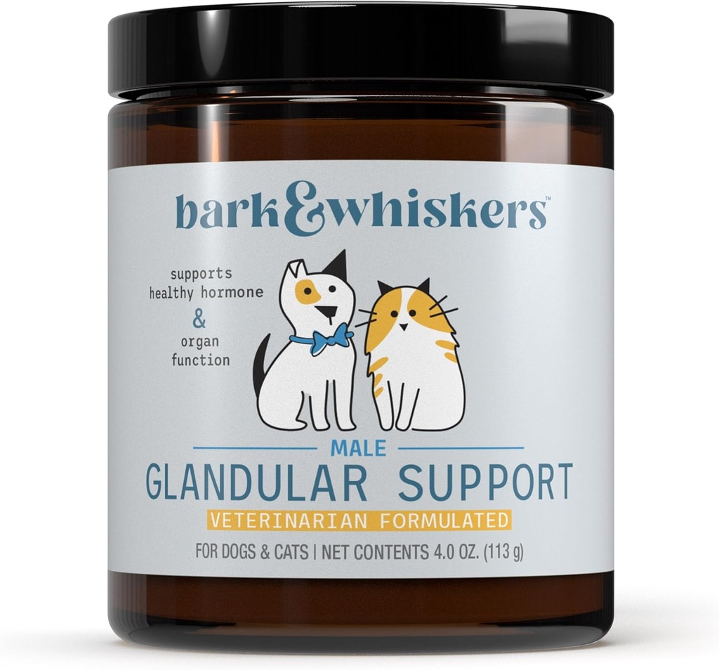 Δρ. Mercola Bark & Whiskers Glandular Support - Υποστηρίζει την υγεία του ενδόκρινου και οργάνου - Freak-Dried Formula - Hormone-free Συστατικά - Άντρας - 75 Scoops (4 oz)