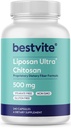 BESTVITE Liposan Ultra Chitosan 500mg (240 κάψουλες) - Πατενταρισμένο με δίπλωμα ευρεσιτεχνίας ταχύτερης δράσης από την κανονική Chitosan - Δεν Stearates - Χωρίς πληρώματα