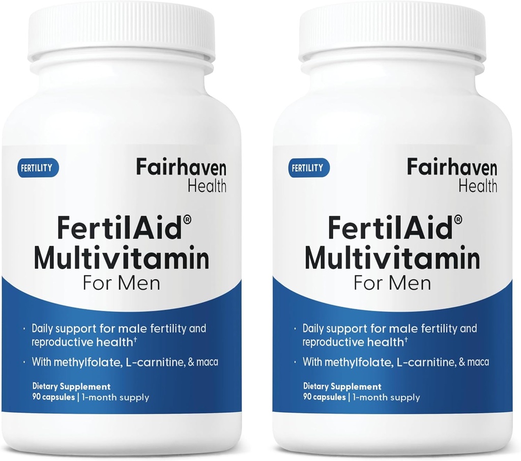 Fairhaven Health FertilAid for Men Fertness Supplements for Men Two Moon Supply | Count, Mottitude Support Pre-Conception for Him | Erkek Fertness Support L-carnitine, çinko | 2 Şişes