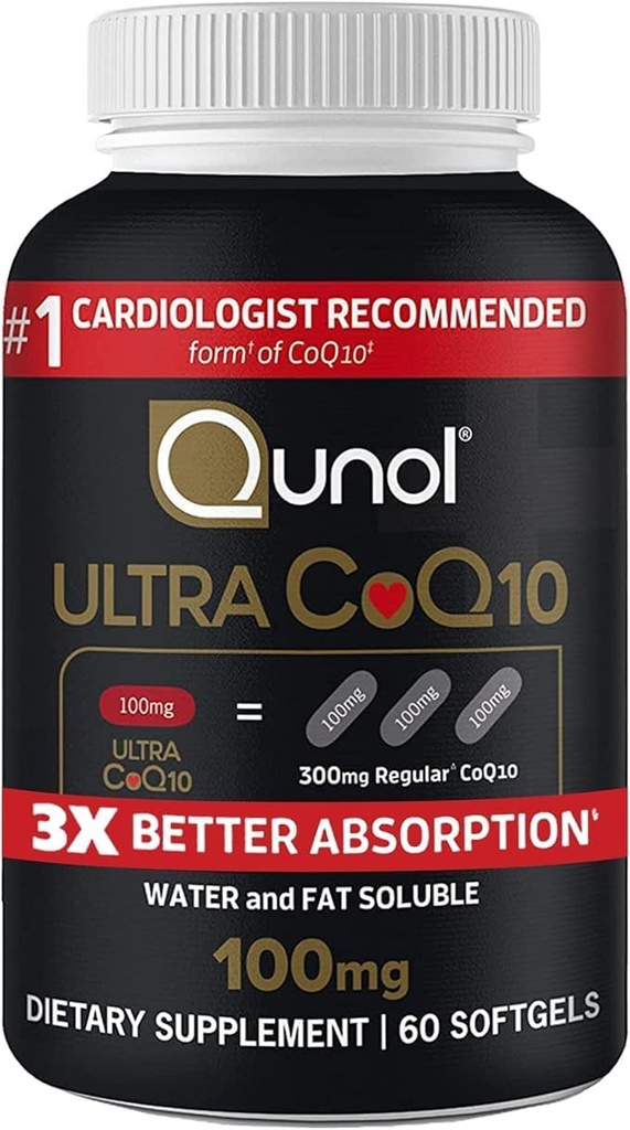 Qunol Ultra CoQ10 100 mg 3X Daha İyi Aborpsiyon Patentli Su ve Fat ► Doğal Supplement Form Coenzyme Q10 Kalp Sağlığı Paketi için Antioksit, 120 Kont