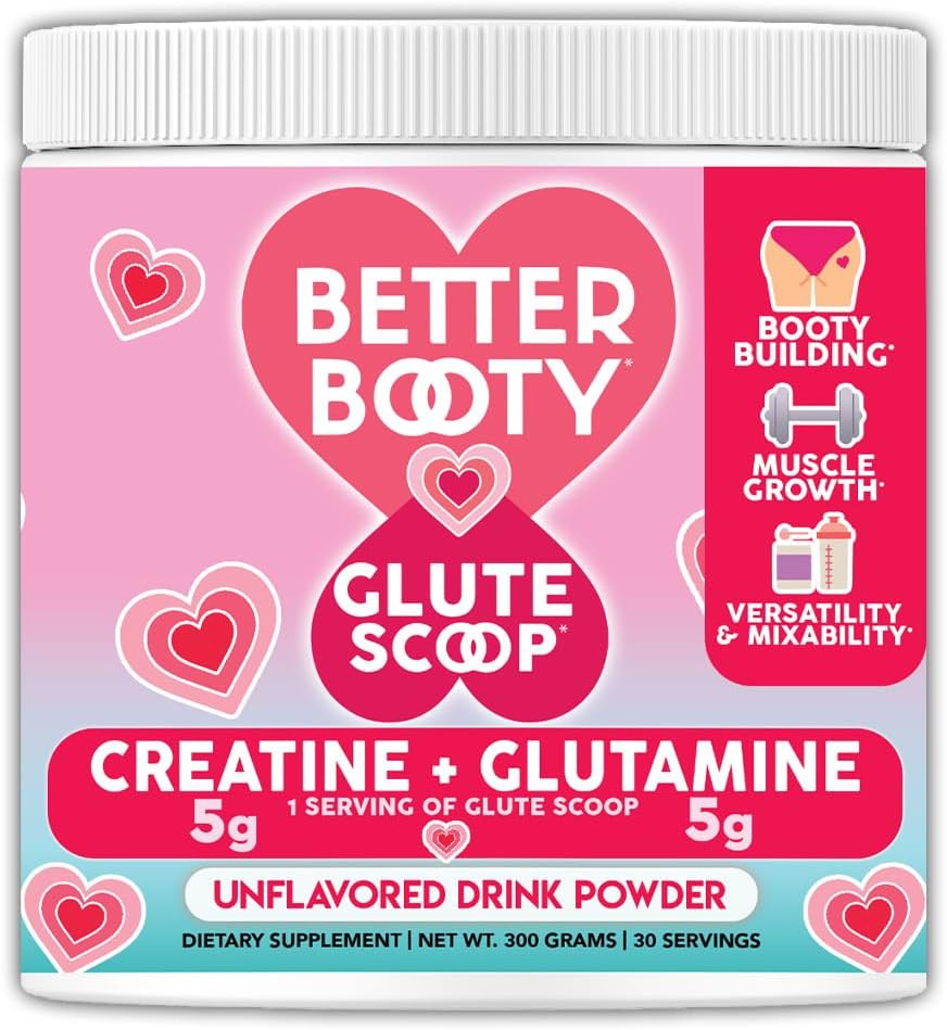 Better Booty Glute Scoop, Women Kretine + L'Glutamine Amino Asit, Perfect Drink Mix Supplement, Unflavored (300 Grams, 30 Hizmet)