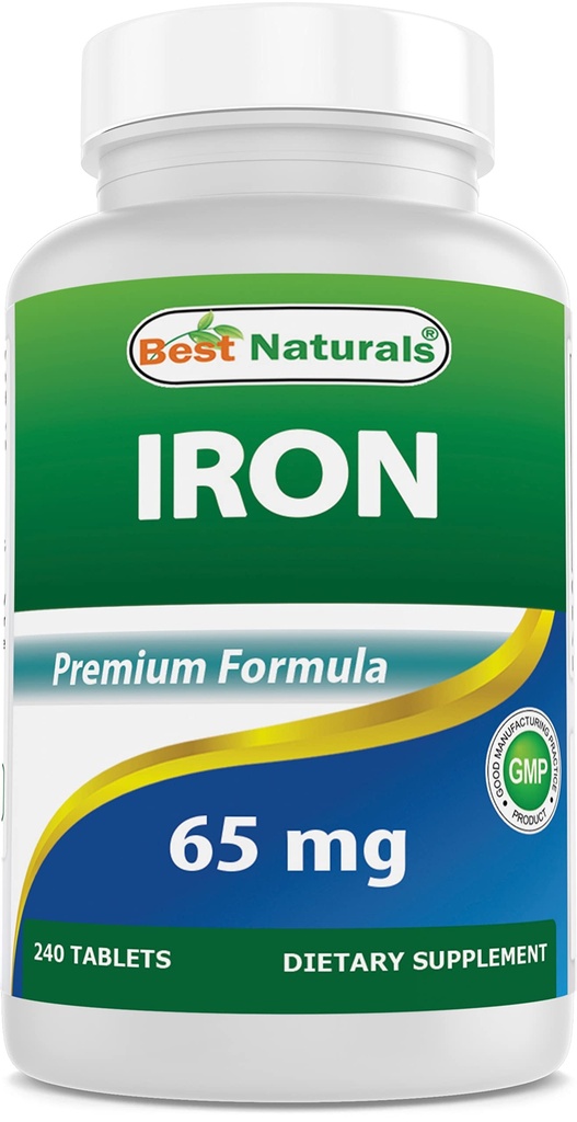 En İyi Doğal Demir Supplement - 65 mg - 240 Tablet - Non-GMO & Gluten Ücretsiz