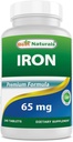 En İyi Doğal Demir Supplement - 65 mg - 240 Tablet - Non-GMO & Gluten Ücretsiz