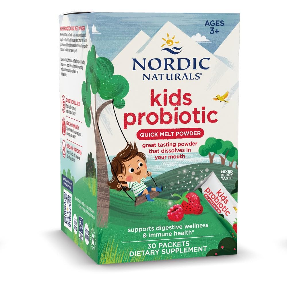 Nordic Naturals Kids Probiyotik Pixies, Karma Berry - 30 Packets - 3 Milyar CFU - Digestive Wellness, Immune Support - Non-GMO, Vegan - 30 Hizmet