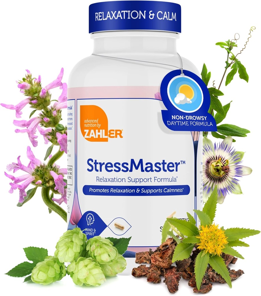Zahler StresMaster – Doğal Rahatlama ve Calm Mood Destek Formula – Valerian, Passionflower, Rhodiola, GABA &L - Kadınlar ve Erkekler için Yan Supplement - Kosher Gluten Ücretsiz Non-GMO (120Capsules)