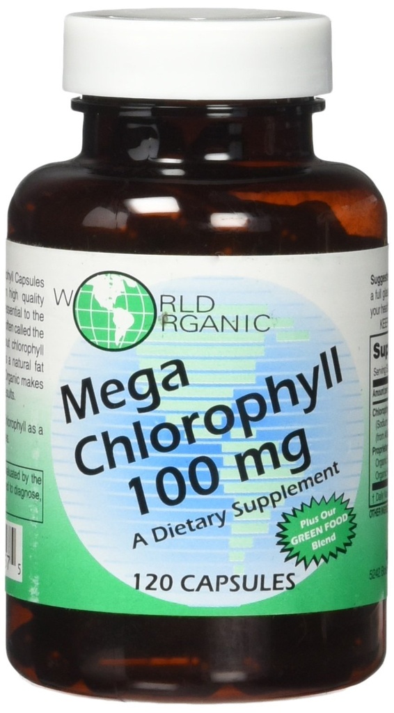 World Organics 100 mg Mega Chlorophyll, 120 Kont