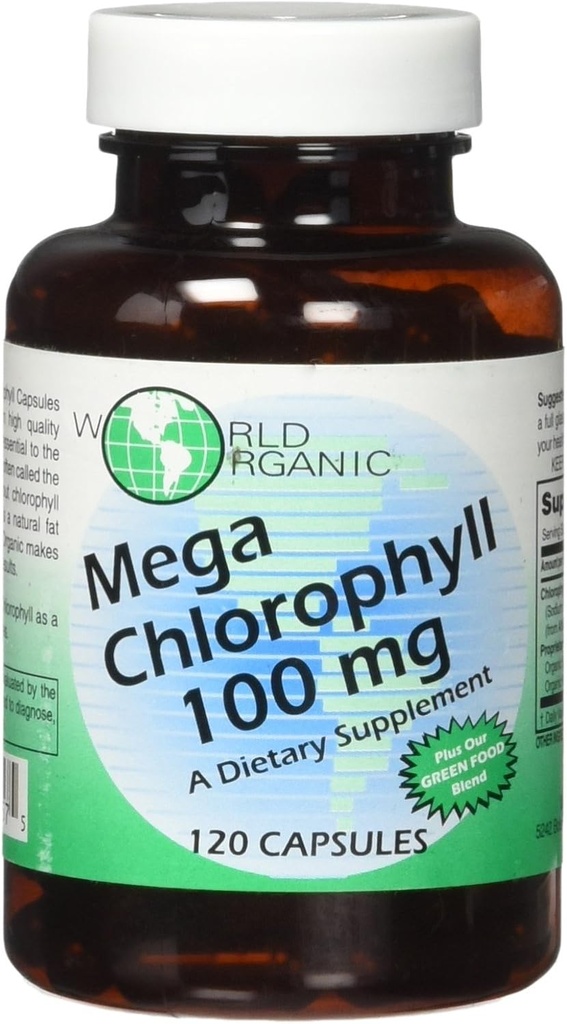 World Organics 100 mg Mega Chlorophyll, 120 Kont