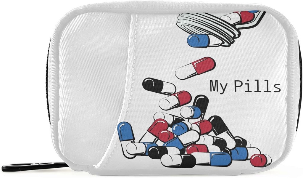 Pill Organizer Funny Medicine Pill Box 7 Day Pill Case Bag Travel Pill Organizer Bag with Surface Portable Weekly Case Compact Boyut for Vitamin Supplement Sahibi