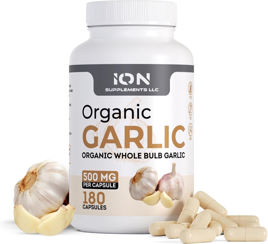 Ion Supplements | Herbal Organic Whole Bulb Capsule Capsules | 500 mg per Cap, 180 Caps | No Fillers veya Flow Agents | 100% Natural Roots