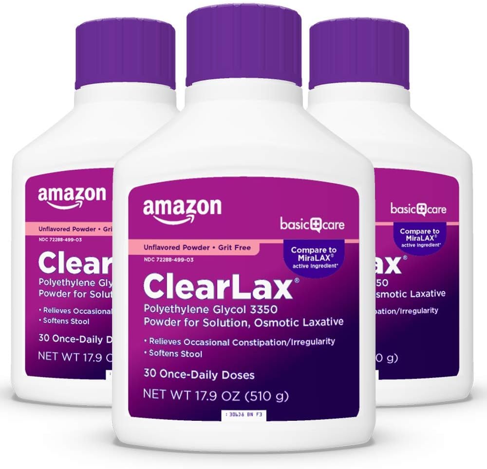 Basic Care ClearLax, Πολυαιθυλενογλυκόλη 3350 Κόνις για Λύση, Οσμωτική Λάξευση, Άγευστη, 1, 11 λίβρα (πακέτο των 3)
