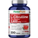 NusaPure L-Citrulline 2,400 mg 200 Vegetarian Tabletler (Non-GMO, Gluten Free, 100-Day Supply, Bioperine)