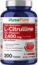 NusaPure L-Citrulline 2.400mg 200 χορτοφαγικά δισκία (Non-GMO, Gluten Free, 100- Day Supply, Bioperine)