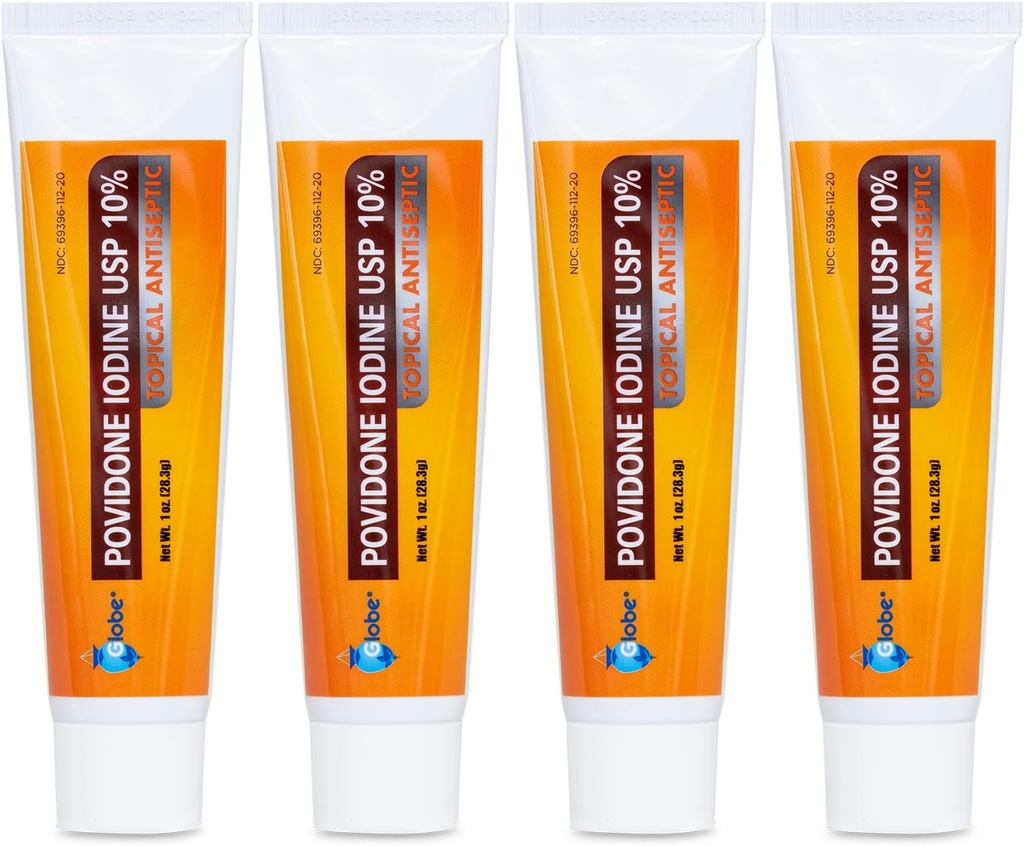 4 Pack) Povidone Iodine 10% İlk Yardım Ointment 1 Oz, Cuts Boates Burns (Compare to Betadine)