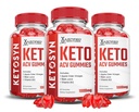 (3 Pack) Ketosyn Keto ACV Gummies Advanced Formula 1000MG Ketosyn Keto Gummies Apple Cider Vinegar Formulated with Pomegranate Beet Juice Powder B12 Vegan Non GMO 180 Gummys