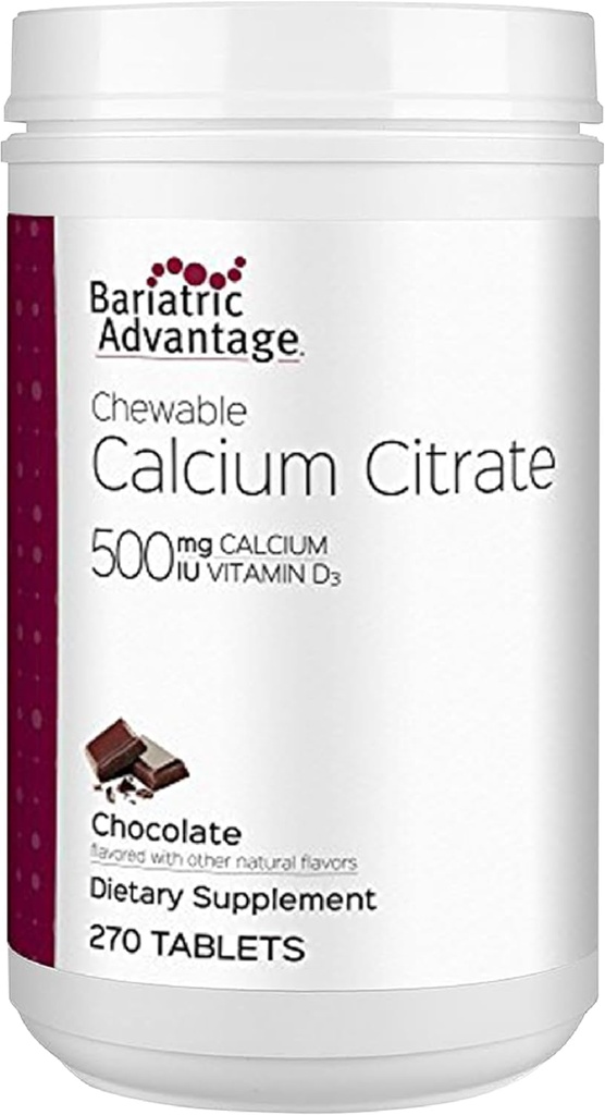 Bariatrik Avantajı Mikrobaplı 500 mg - Bariatrik Cerrahi Hastaları için - Yüksek Lisans, Easy-Digest Tabletler - Kalsiyum Citrate - Bone Strength Supplements* - Count 270 - Chocolate