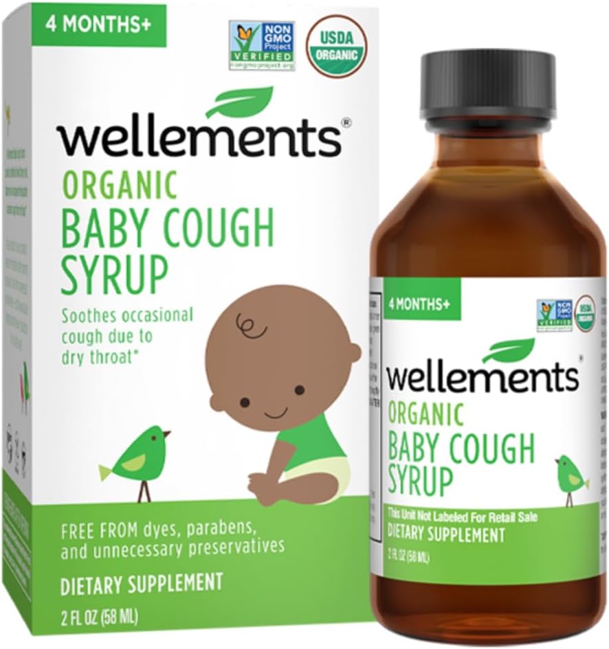 Wellements Organic Daytime Baby Cough Syrup | Soothes Occasional Cough Dueroat * | 2 Fl Oz, 4 Ay +